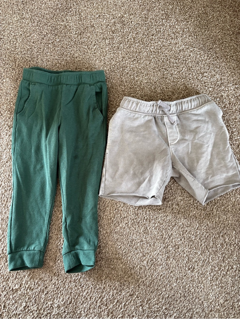 Garanimals Green Joggers and Cat & Jack Neutral Shorts Set